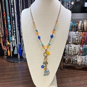 Ruby Rd. Blue and Orange Beaded Necklace with Pendant